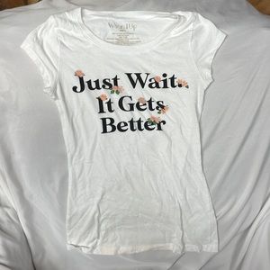 Wound up Girls Graphic “Just Wait” Floral Tee Shirt